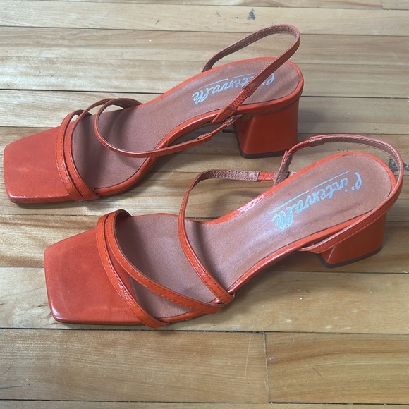 l'intervalle strappy block heel sandals slingbacks square toe orange size 37 - Picture 2 of 6